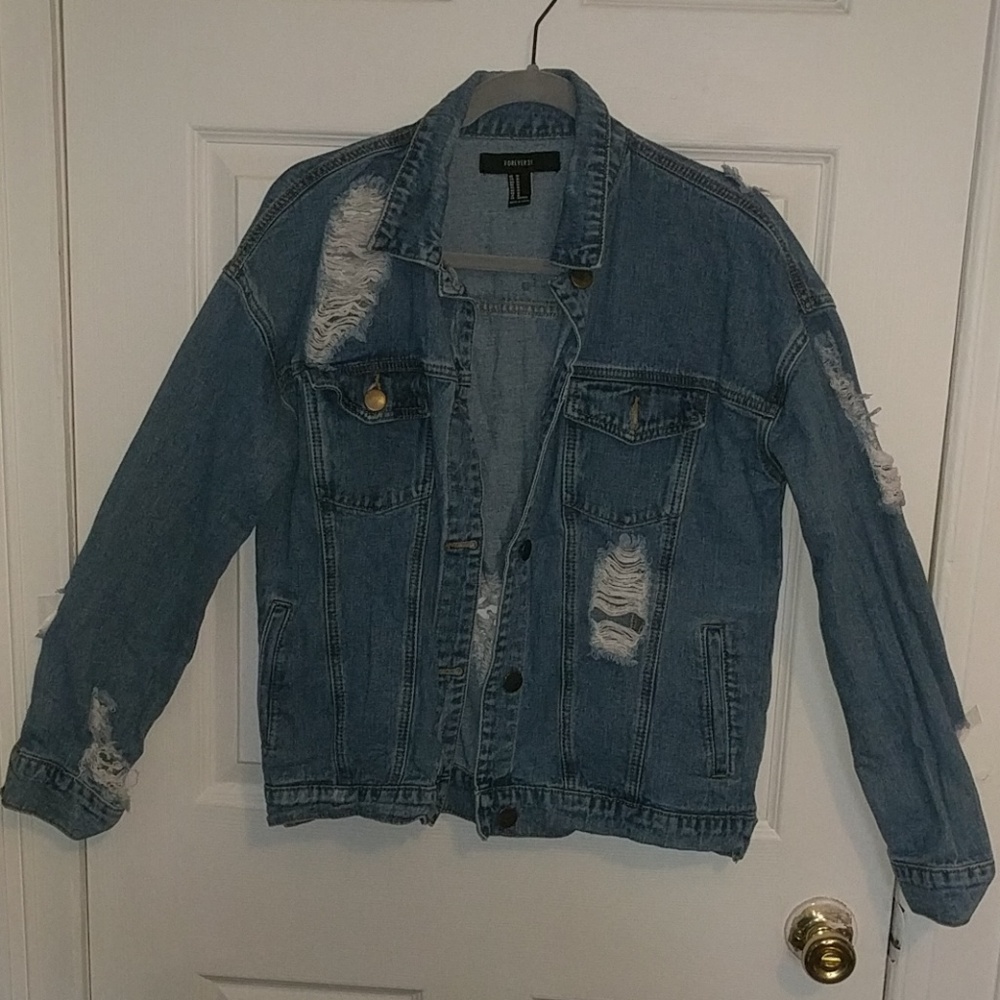 Forever 21 Distressed Denim Jacket